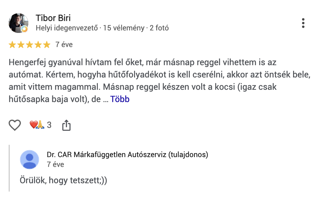 Google értékelés a Dr Car autószervizről (13)