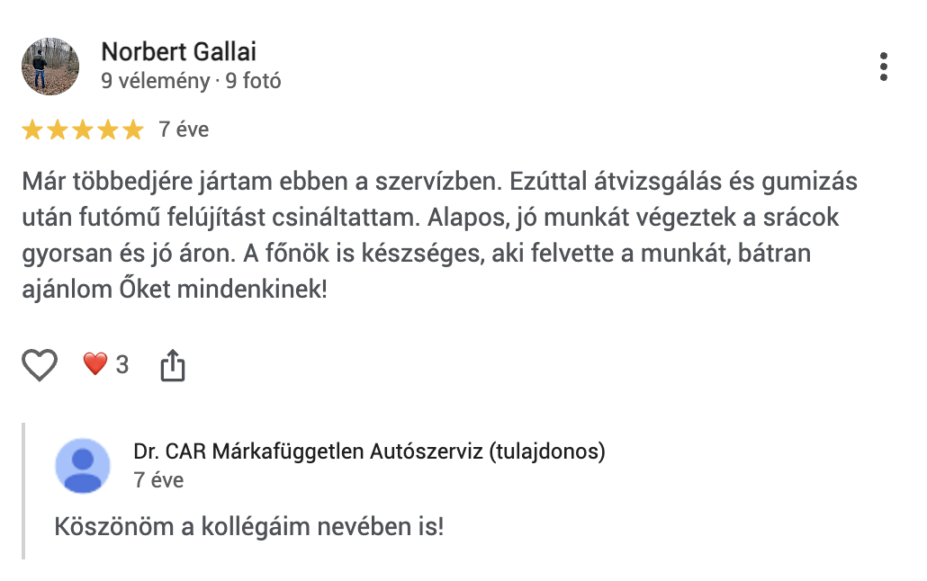 Google értékelés a Dr Car autószervizről (16)